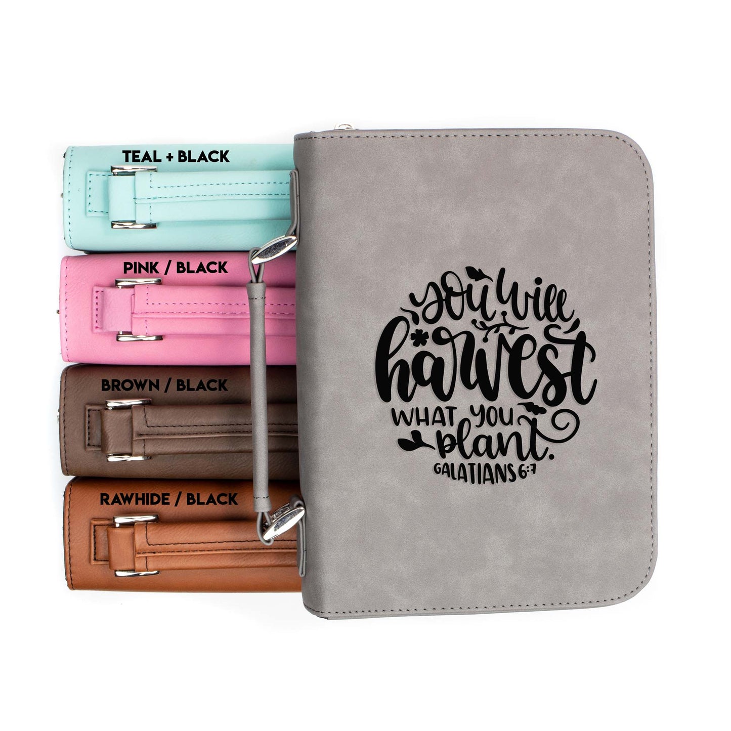 You Will Harvest What You Plant Galatians 6-7 Bible Cover | Faux Leather With Handle + Pockets