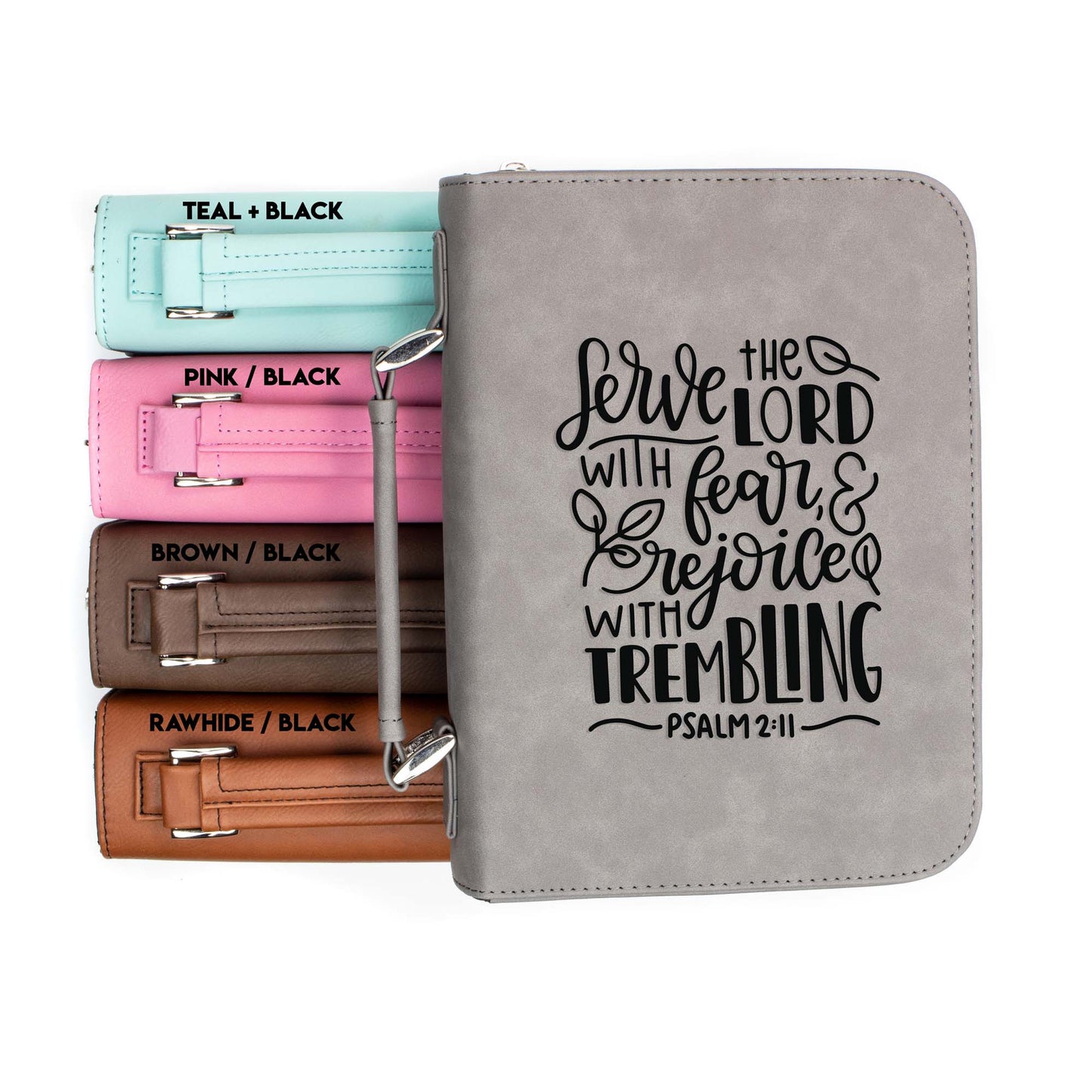 Serve the Lord With Fear Psalm 2-11 Bible Cover | Faux Leather With Handle + Pockets