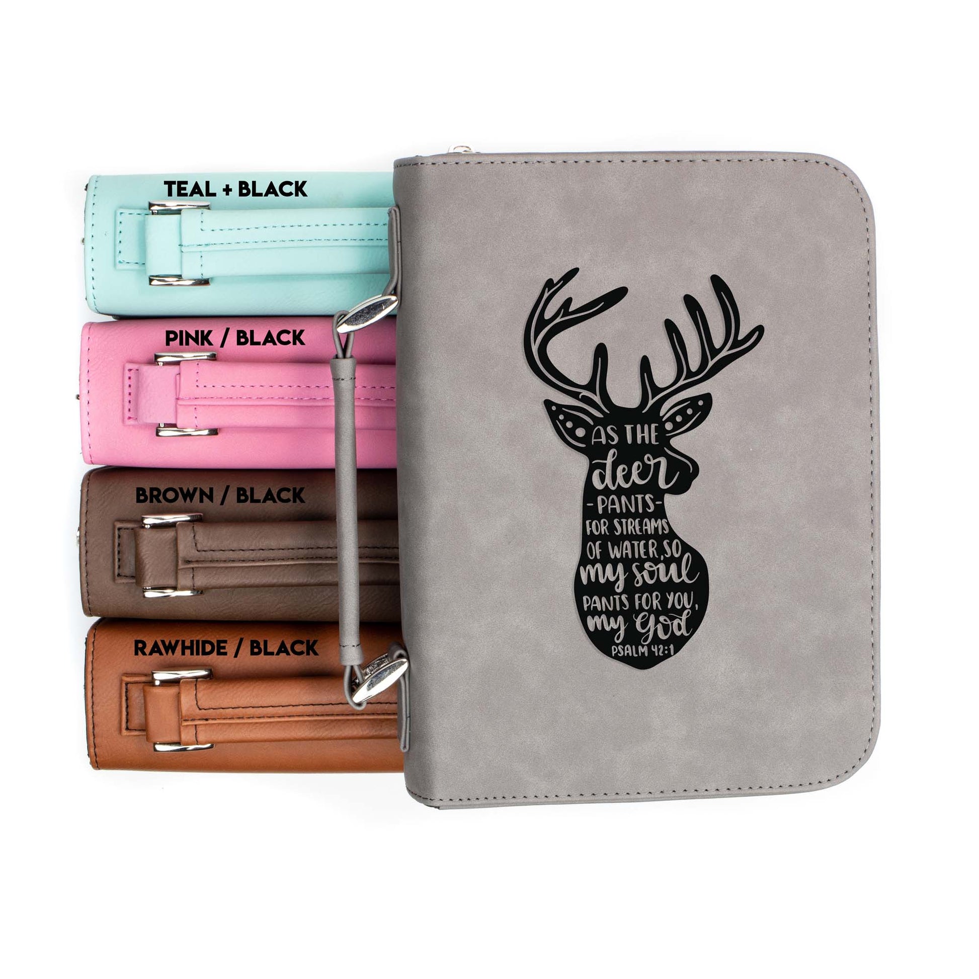 As the Deer Pants Psalm 42-1 Bible Cover | Faux Leather With Handle + Pockets