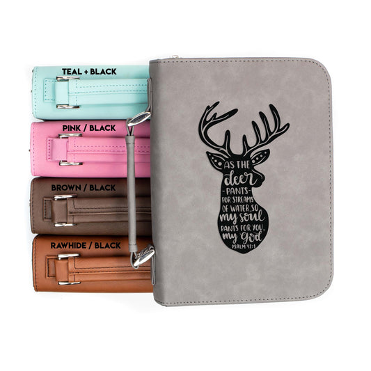 As the Deer Pants Psalm 42-1 Bible Cover | Faux Leather With Handle + Pockets