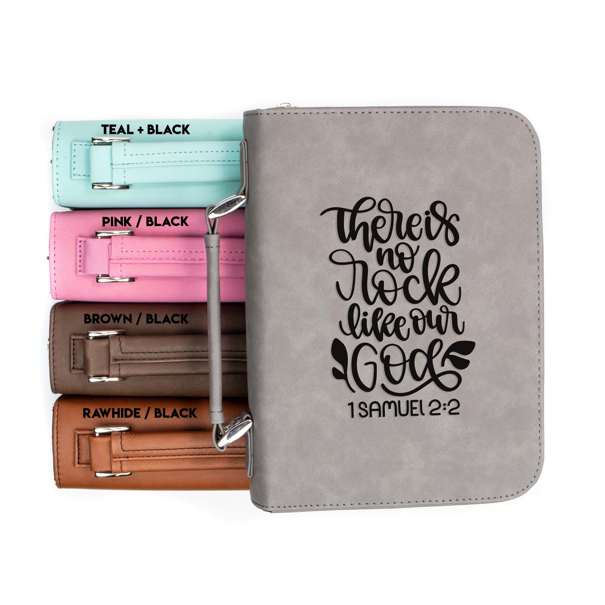 There is No Rock Like Our God 1 Samuel 2-2 Bible Cover | Faux Leather With Handle + Pockets
