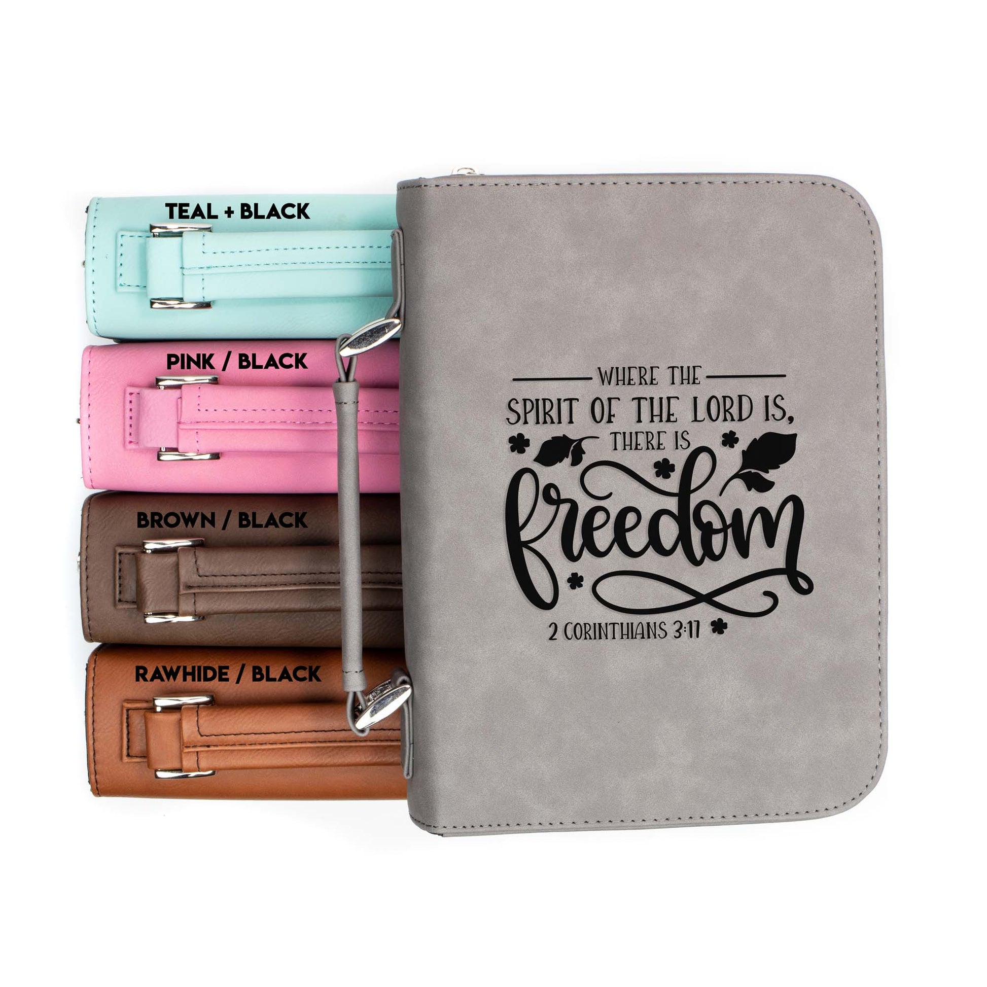 There is Freedom 2 Corinthians 3-17 Bible Cover | Faux Leather With Handle + Pockets