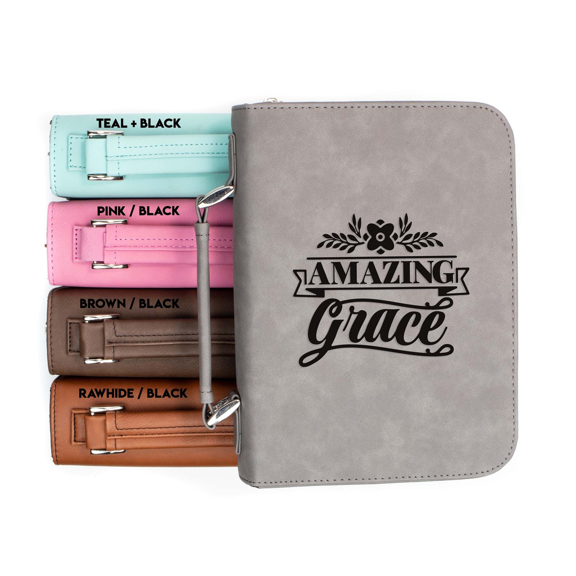 Amazing Grace Bible Cover | Faux Leather With Handle + Pockets