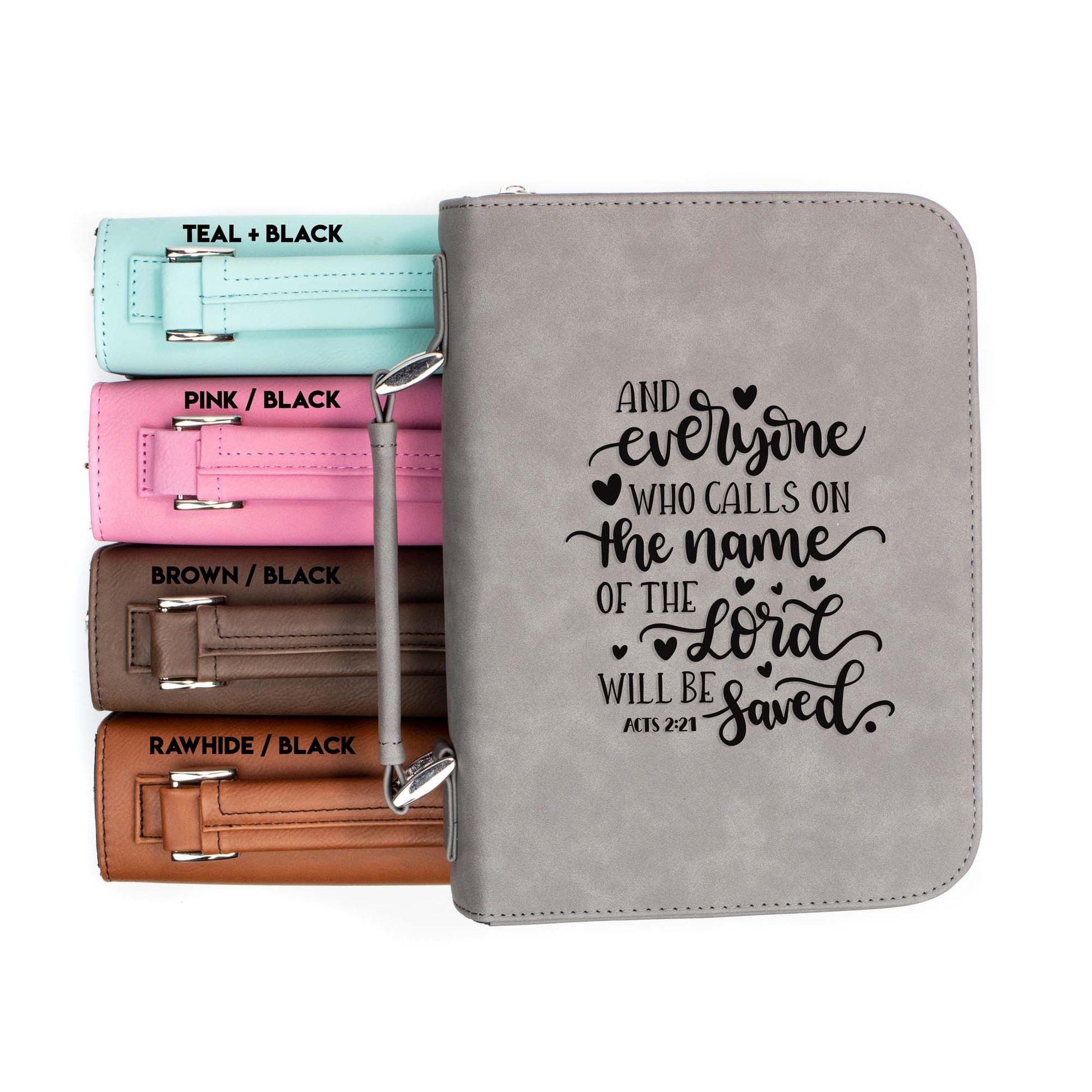 Everyone Who Calls Acts 2-21 Bible Cover | Faux Leather With Handle + Pockets