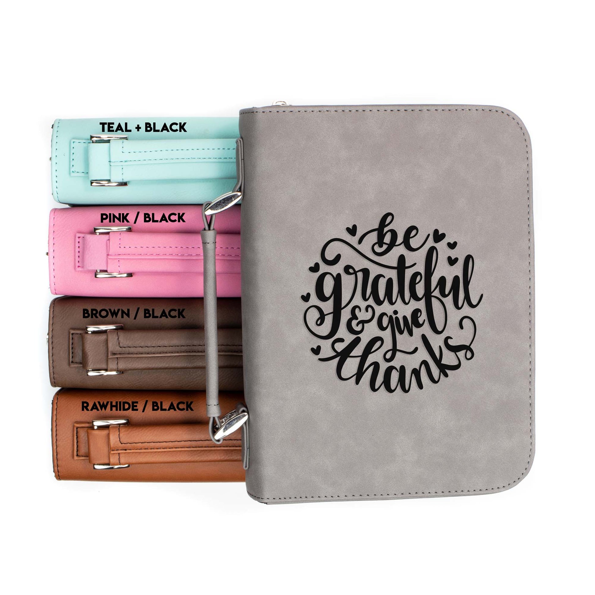 Be Grateful and Give Thanks Bible Cover | Faux Leather With Handle + Pockets