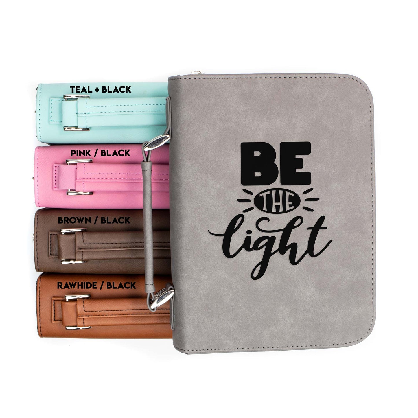 Be The Light Bible Cover | Faux Leather With Handle + Pockets