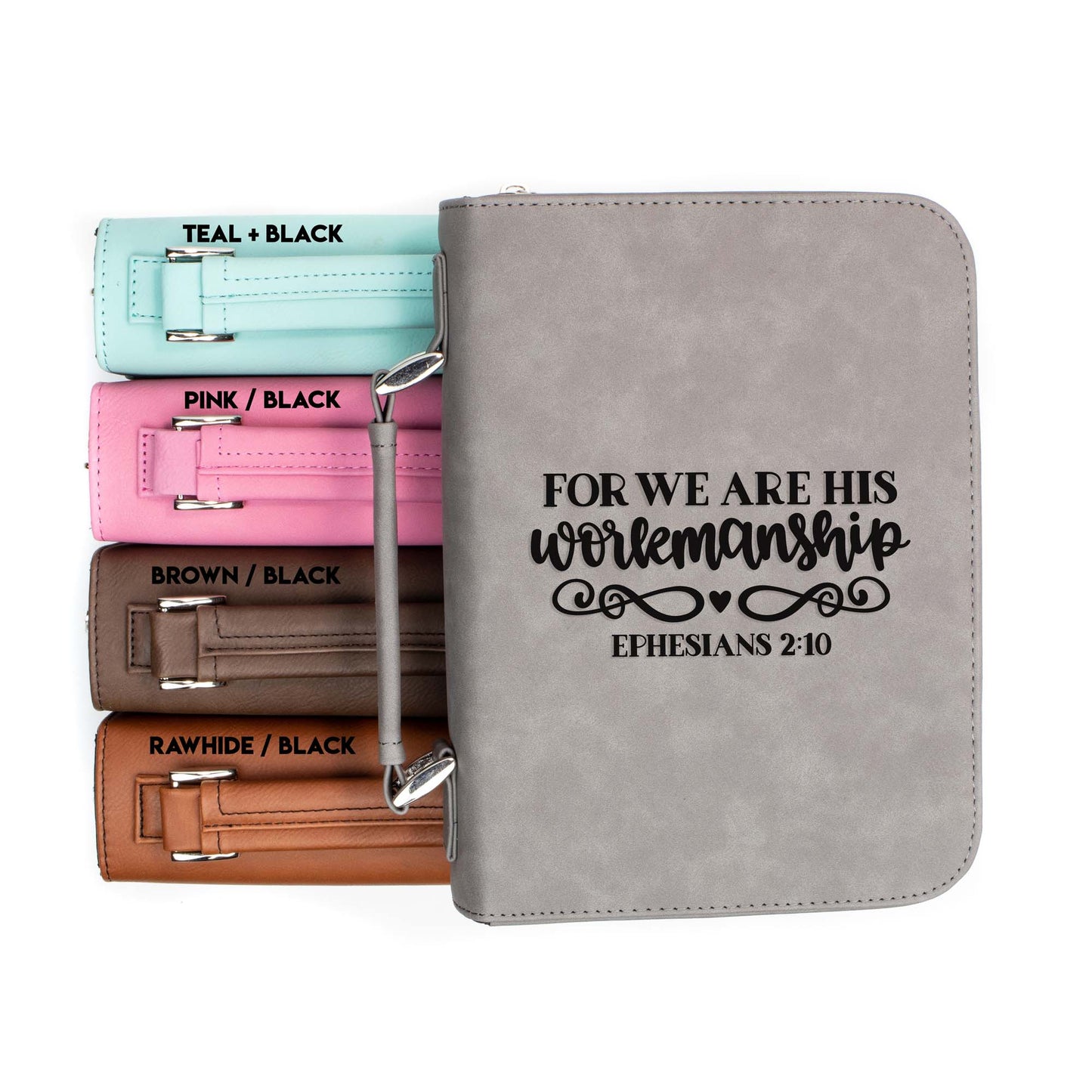 For We Are His Workmanship Ephesians 2-10 Bible Cover | Faux Leather With Handle + Pockets