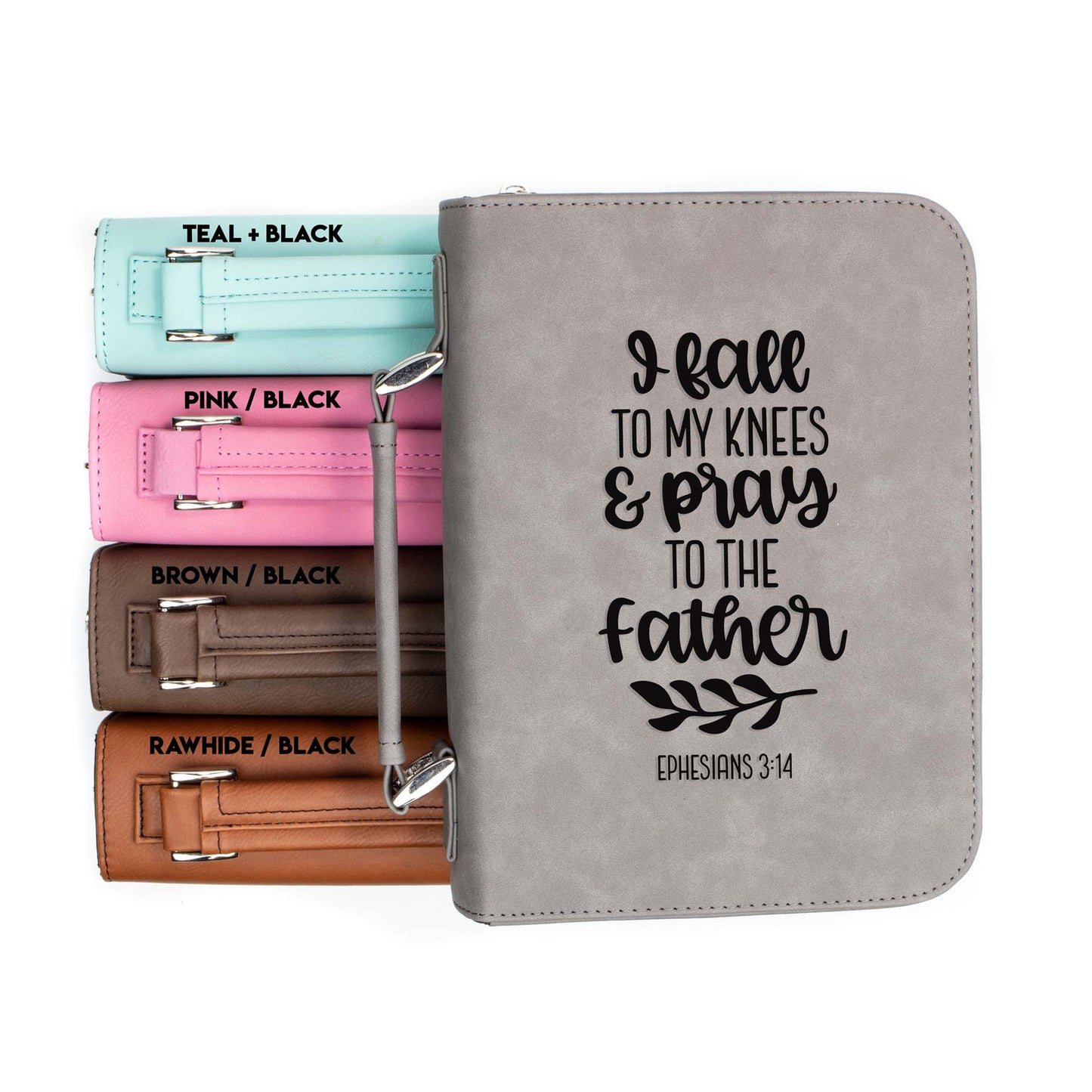 I Fall to My Knees and Pray Ephesians 3-14 Bible Cover | Faux Leather With Handle + Pockets