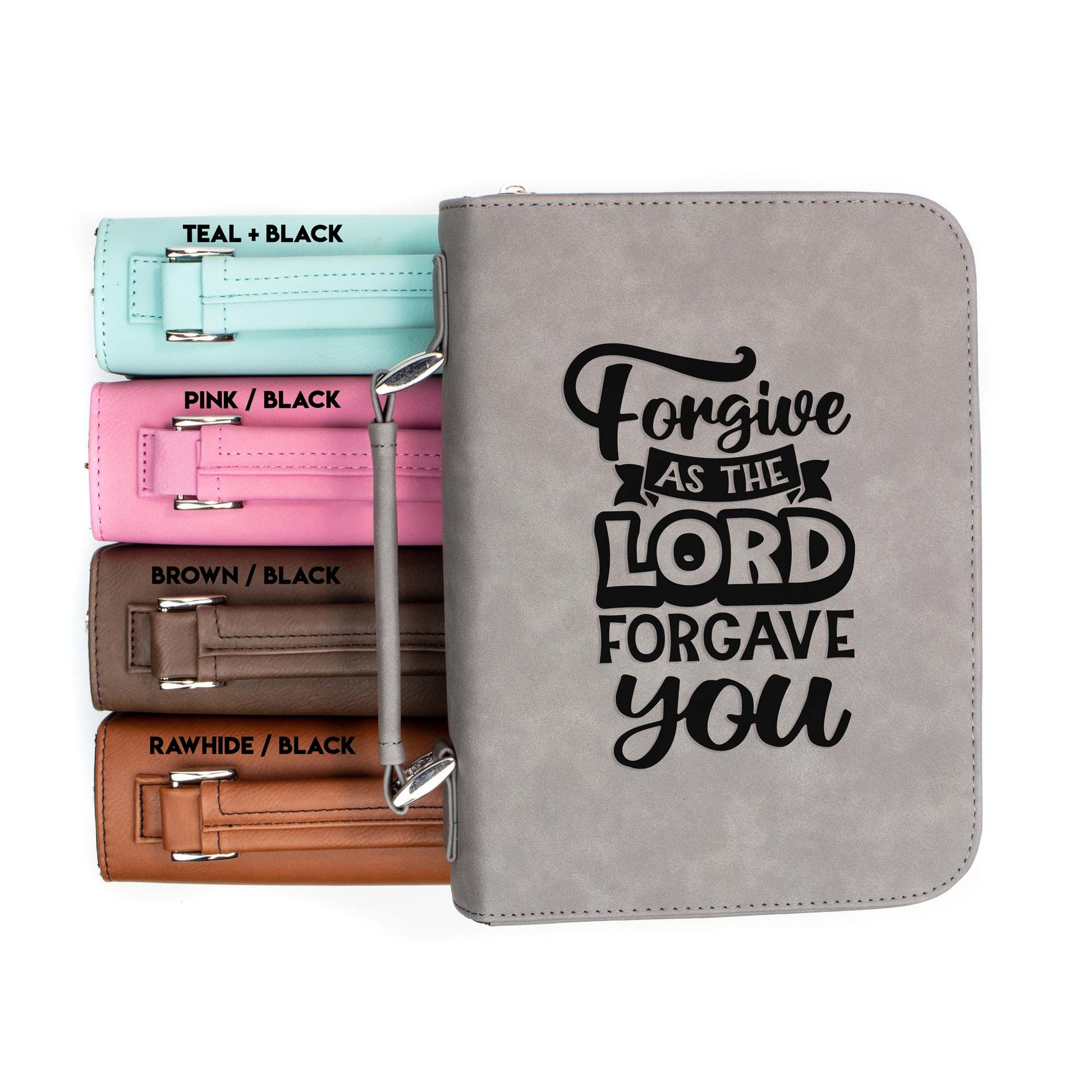 Forgive As The Lord Forgave You Bible Cover | Faux Leather With Handle + Pockets