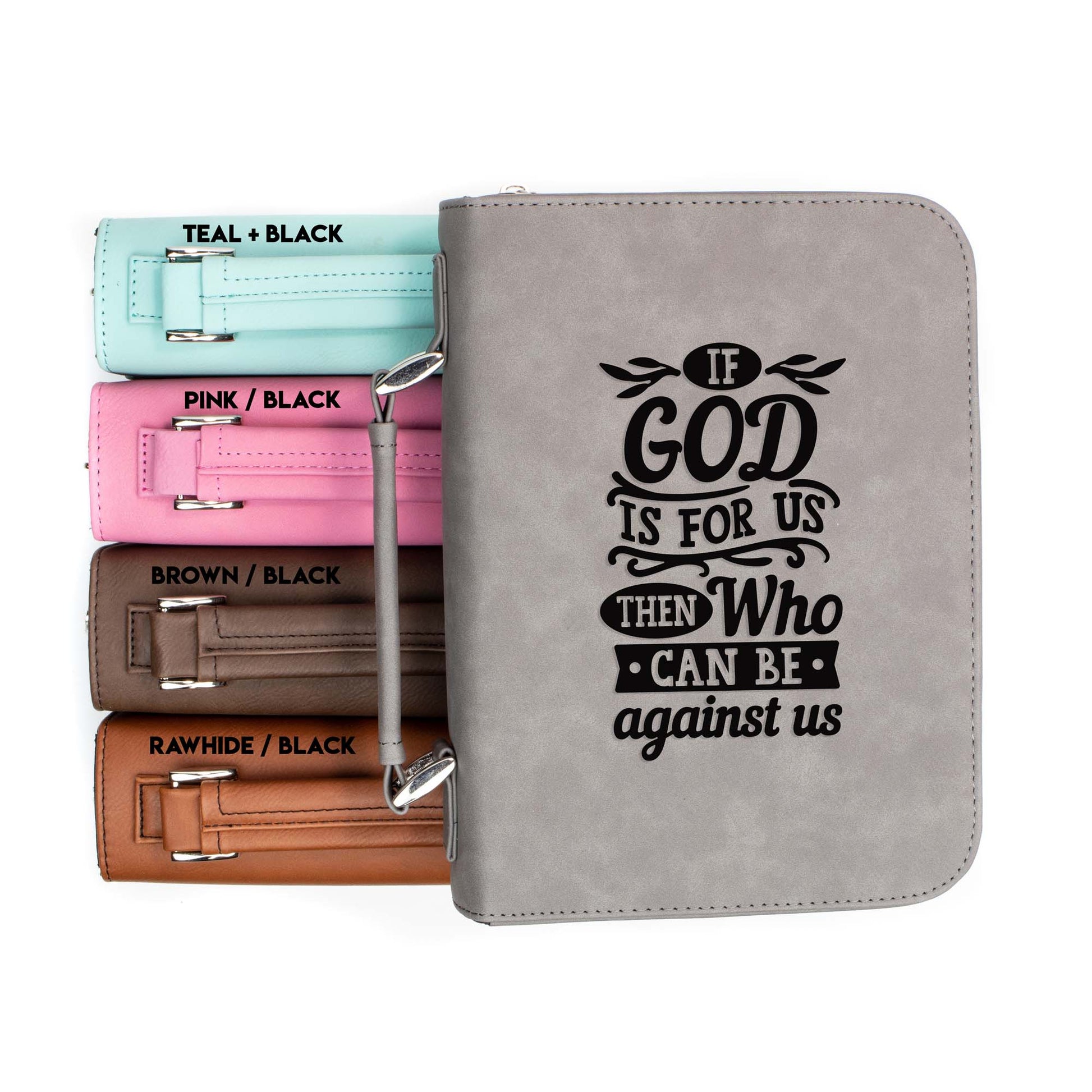 If God Is For Us Then Who Can Be Against Us Bible Cover | Faux Leather With Handle + Pockets