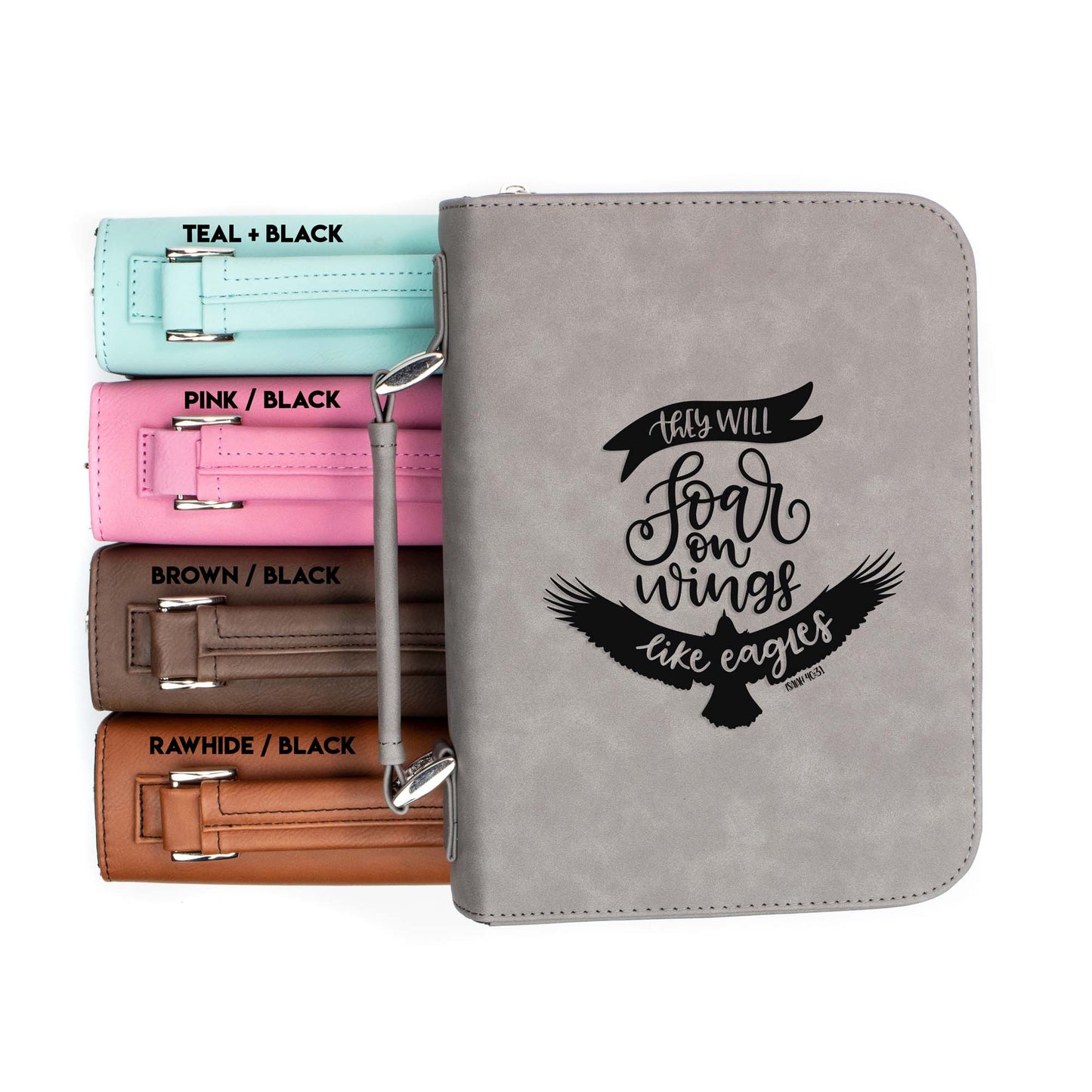They Will Soar on Wings Isaiah 40-31 Bible Cover | Faux Leather With Handle + Pockets