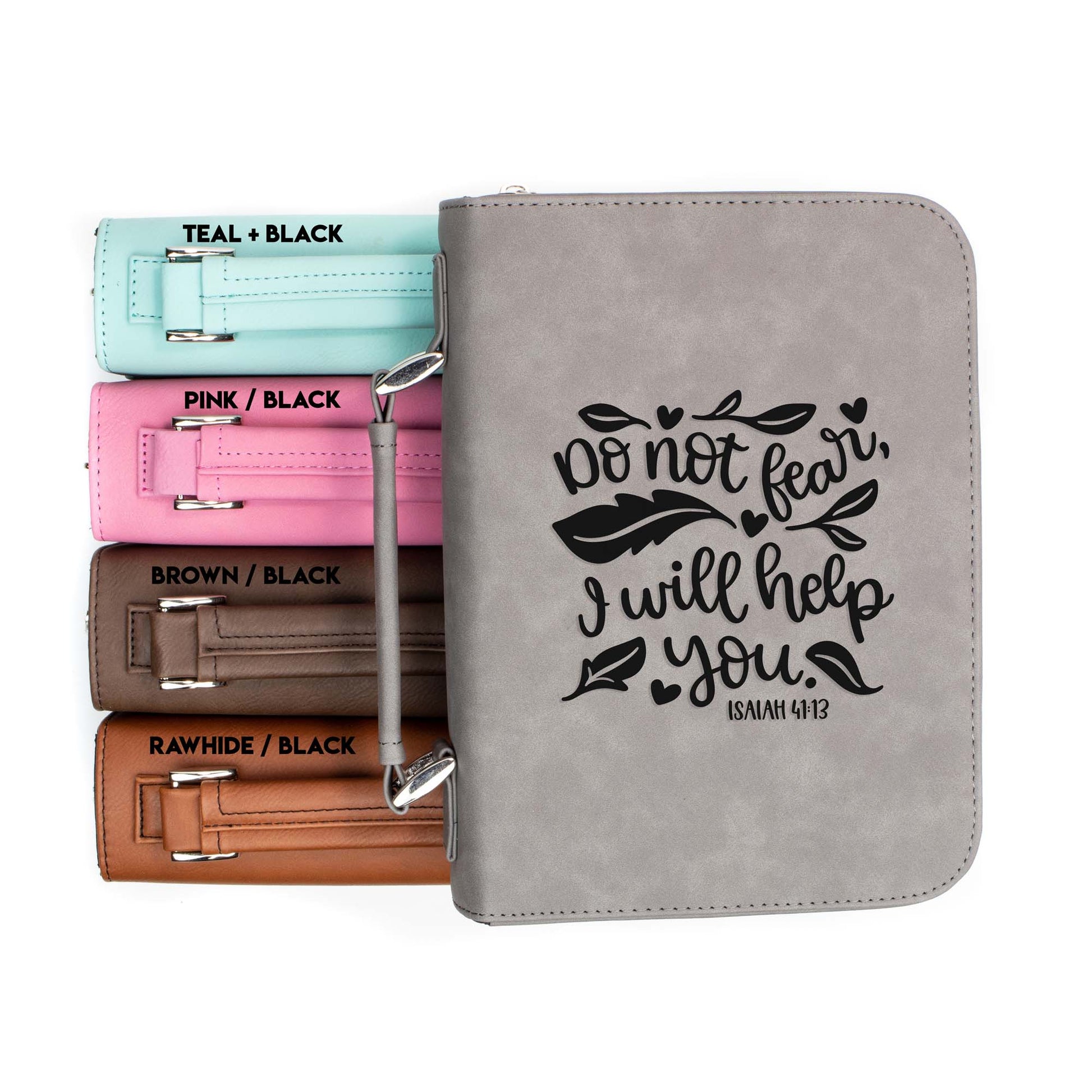 Do Not Fear I Will Help You Isaiah 41-13 Bible Cover | Faux Leather With Handle + Pockets