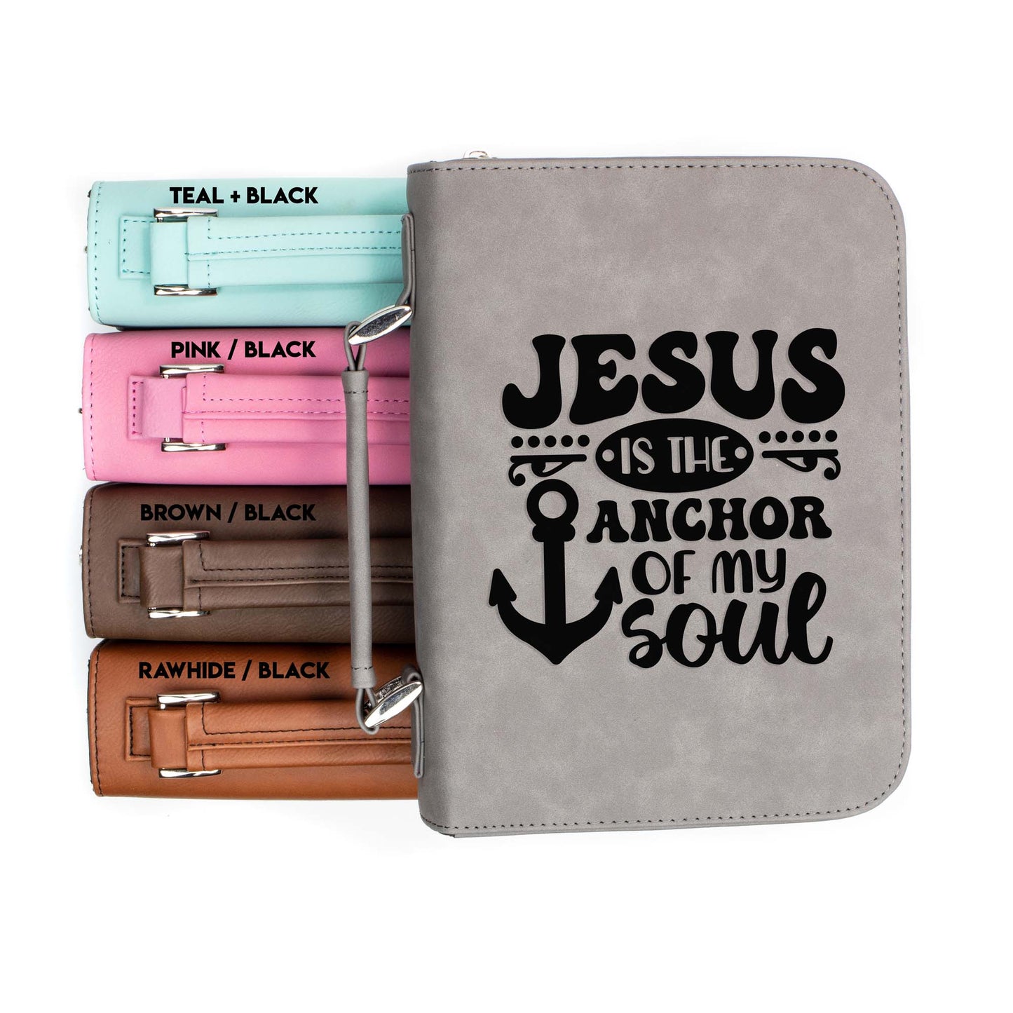 Jesus Is The Anchor Of My Soul Bible Cover | Faux Leather With Handle + Pockets