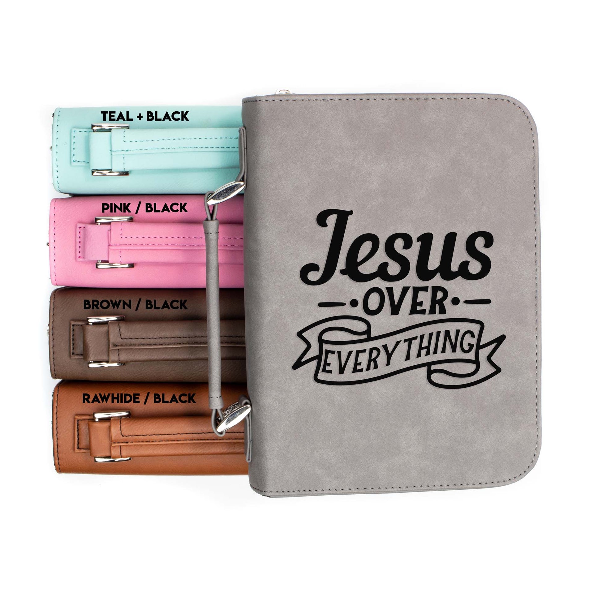 Jesus Over Everything Bible Cover | Faux Leather With Handle + Pockets