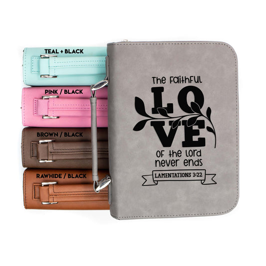 The Faithful Love Lamentations 3-22 Bible Cover | Faux Leather With Handle + Pockets