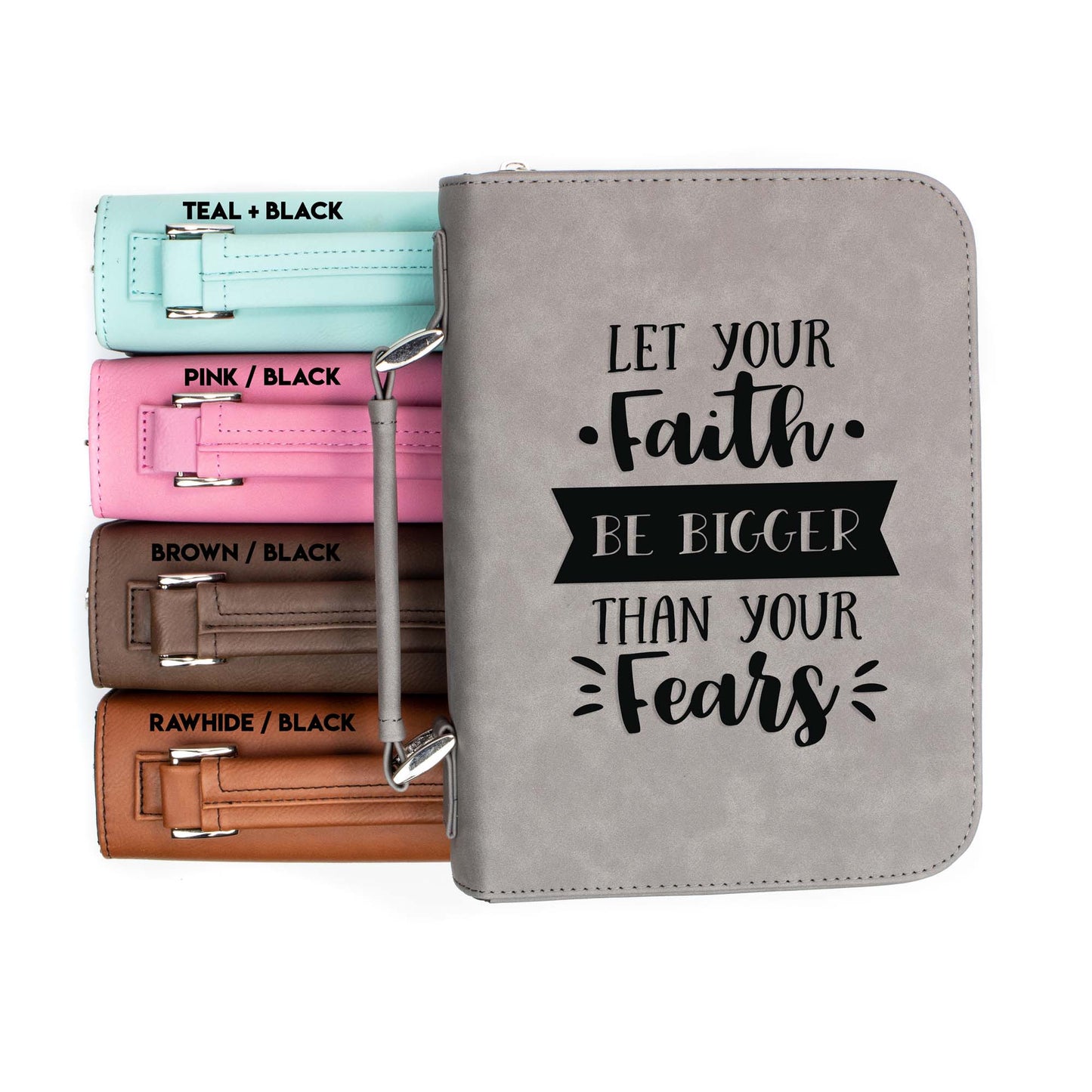 Let Your Faith Be Bigger Than Your Fears Bible Cover | Faux Leather With Handle + Pockets