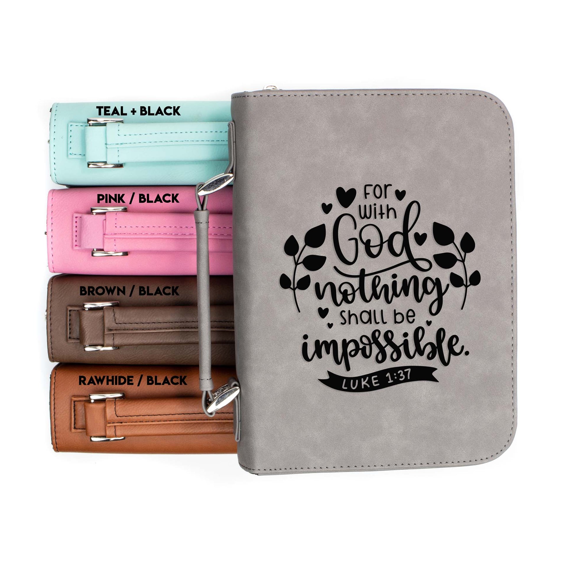 Nothing Shall Be Impossible Luke 1-37 Bible Cover | Faux Leather With Handle + Pockets