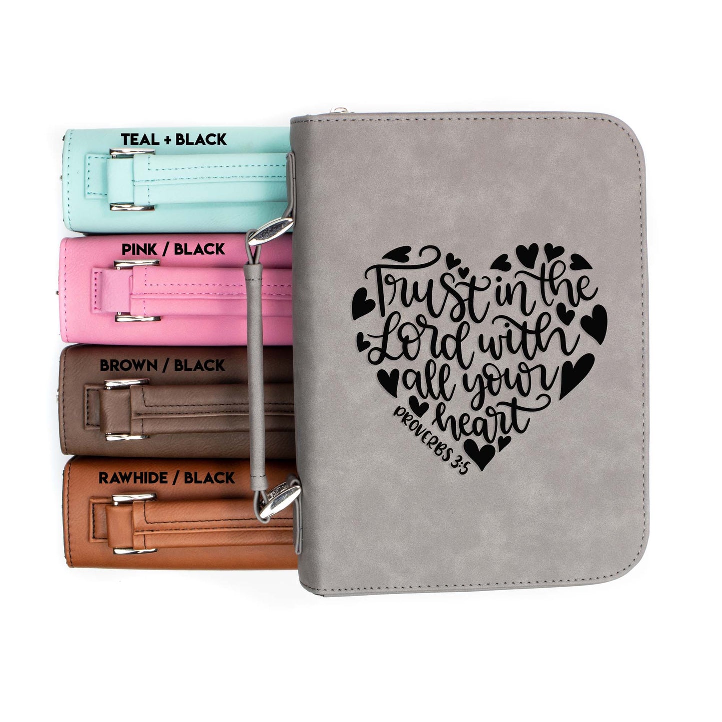 Trust in the Lord Proverbs 3-5 Bible Cover | Faux Leather With Handle + Pockets