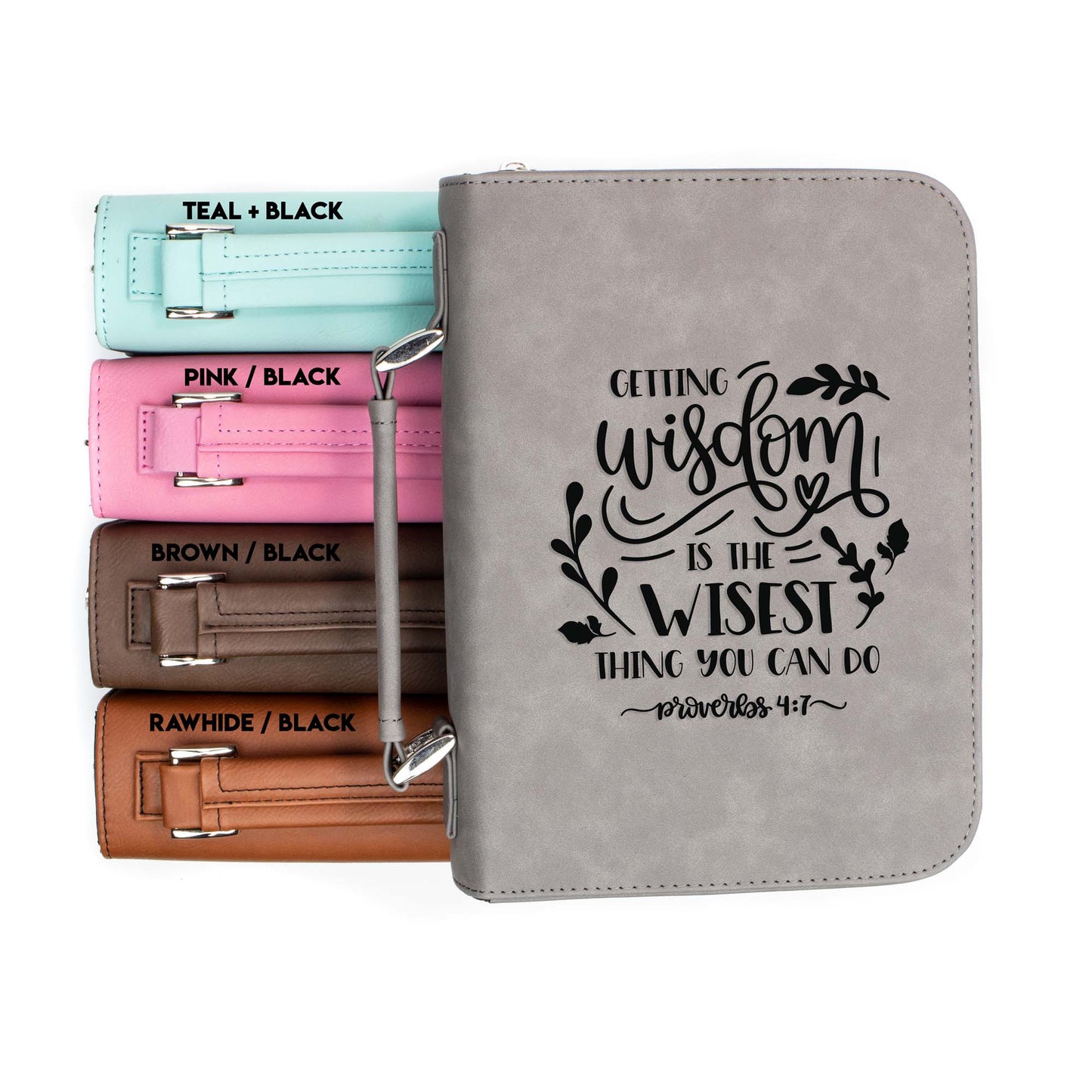 Getting Wisdom is the Wisest Proverbs 4-7 Bible Cover | Faux Leather With Handle + Pockets