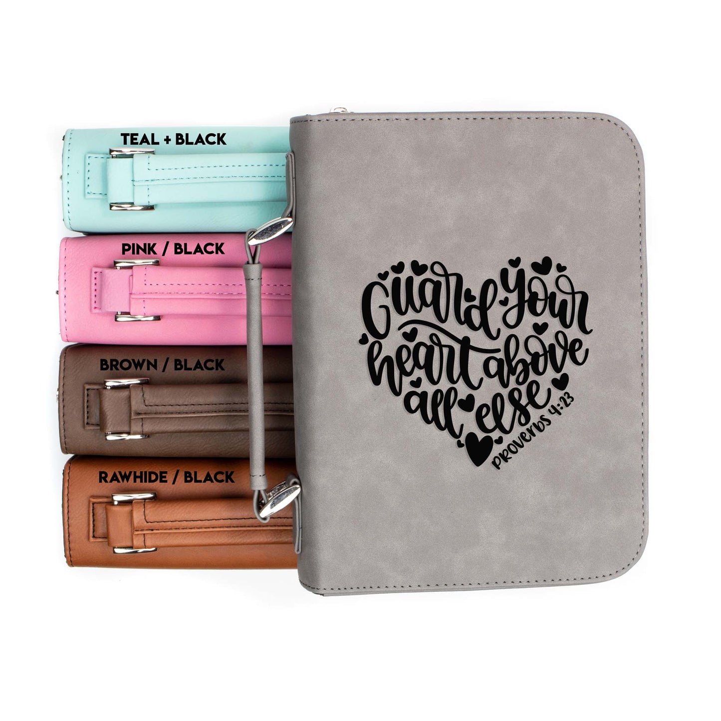 Guard Your Heart Above All Proverbs 4-23 Bible Cover | Faux Leather With Handle + Pockets