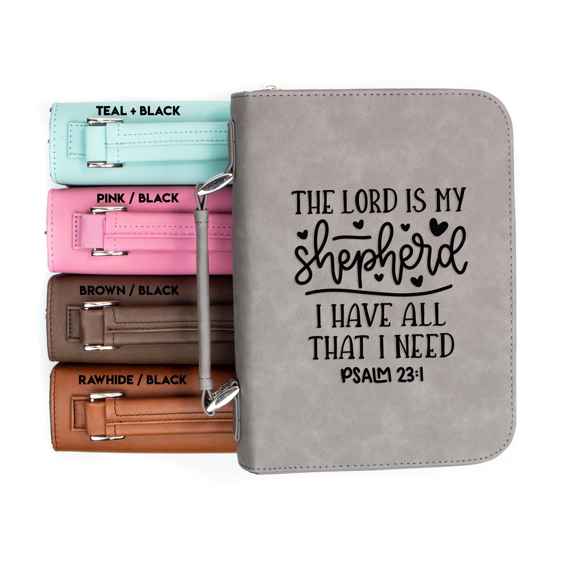 The Lord is My Sheperd Psalm 23-1 Bible Cover | Faux Leather With Handle + Pockets