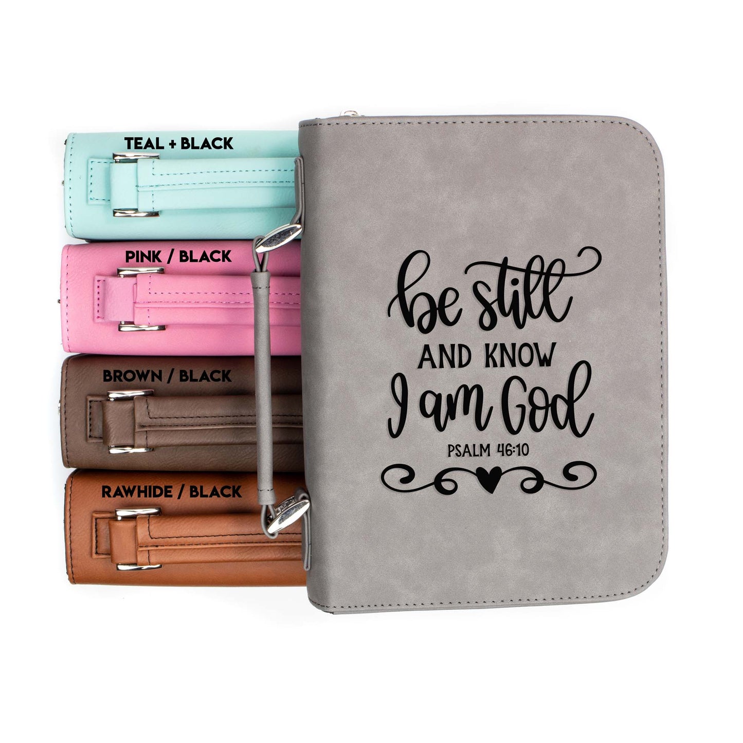Be Still and Know I Am God Psalm 46-10 Bible Cover | Faux Leather With Handle + Pockets