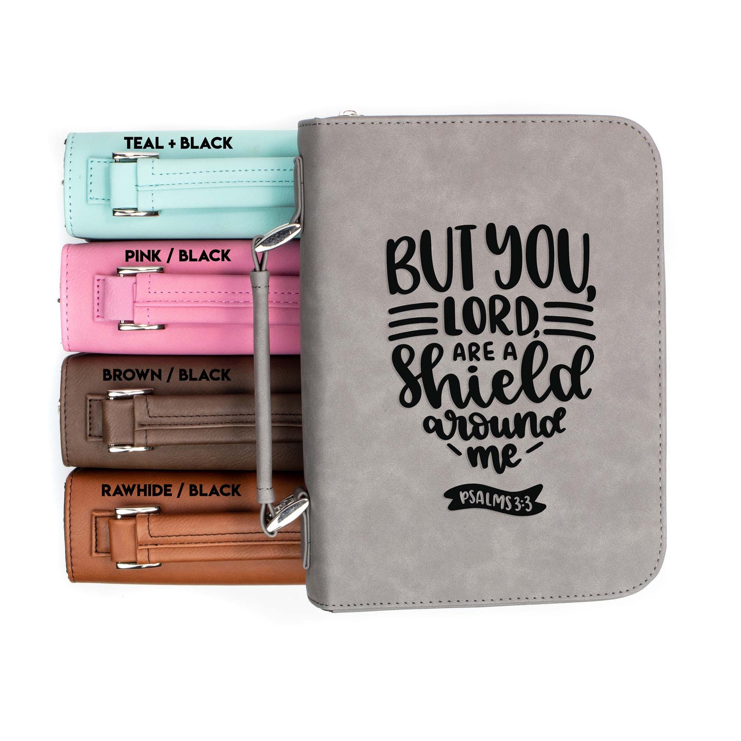 You Lord Are A Shield Around Me Psalms 3-3 Bible Cover | Faux Leather With Handle + Pockets