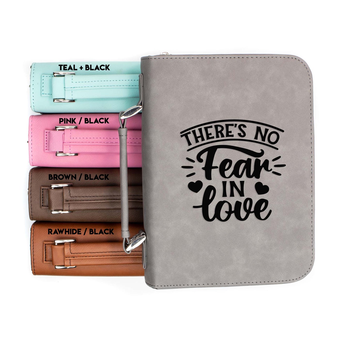 There's No Fear In Love Bible Cover | Faux Leather With Handle + Pockets