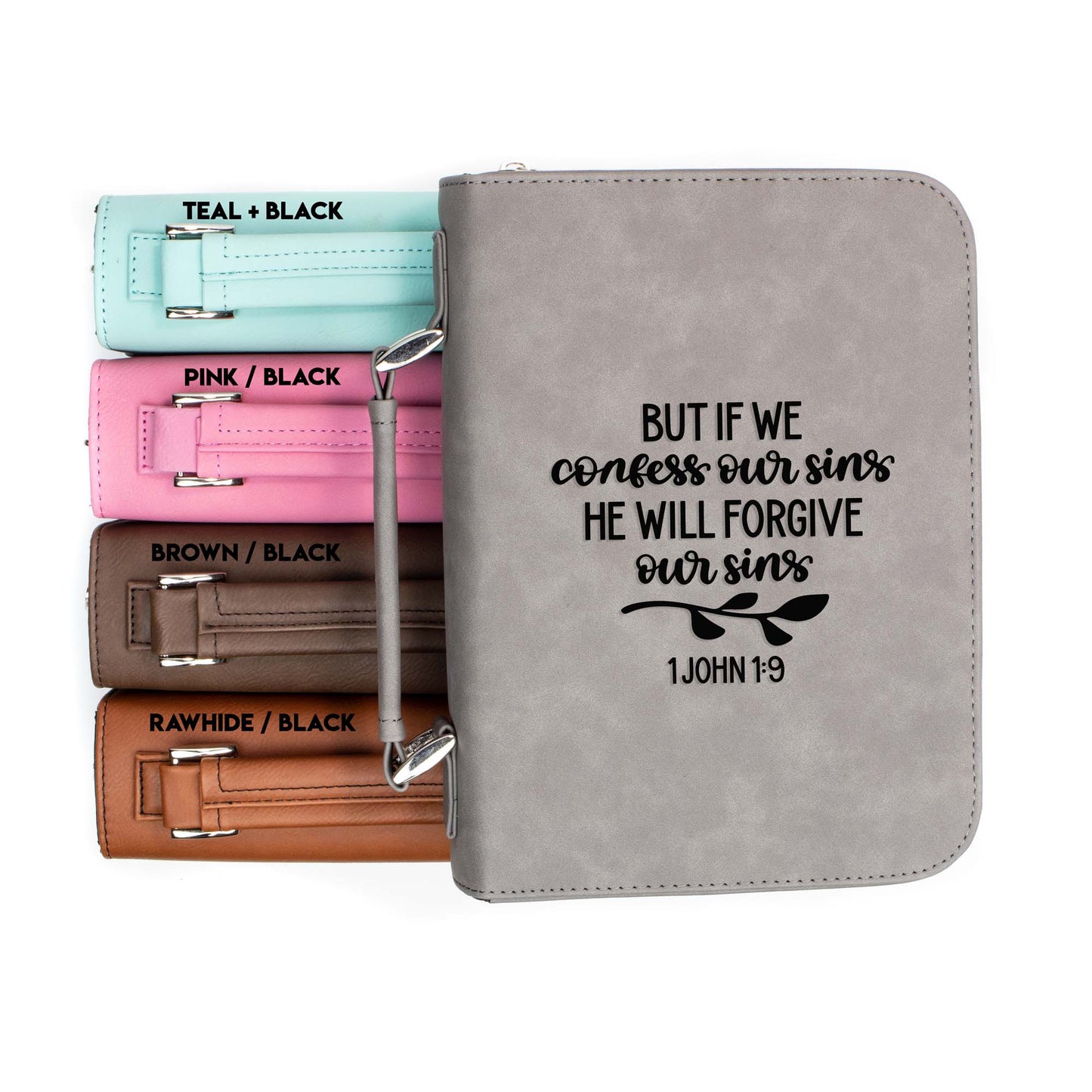 If We Confess Our Sins 1 John 1-9 Bible Cover | Faux Leather With Handle + Pockets
