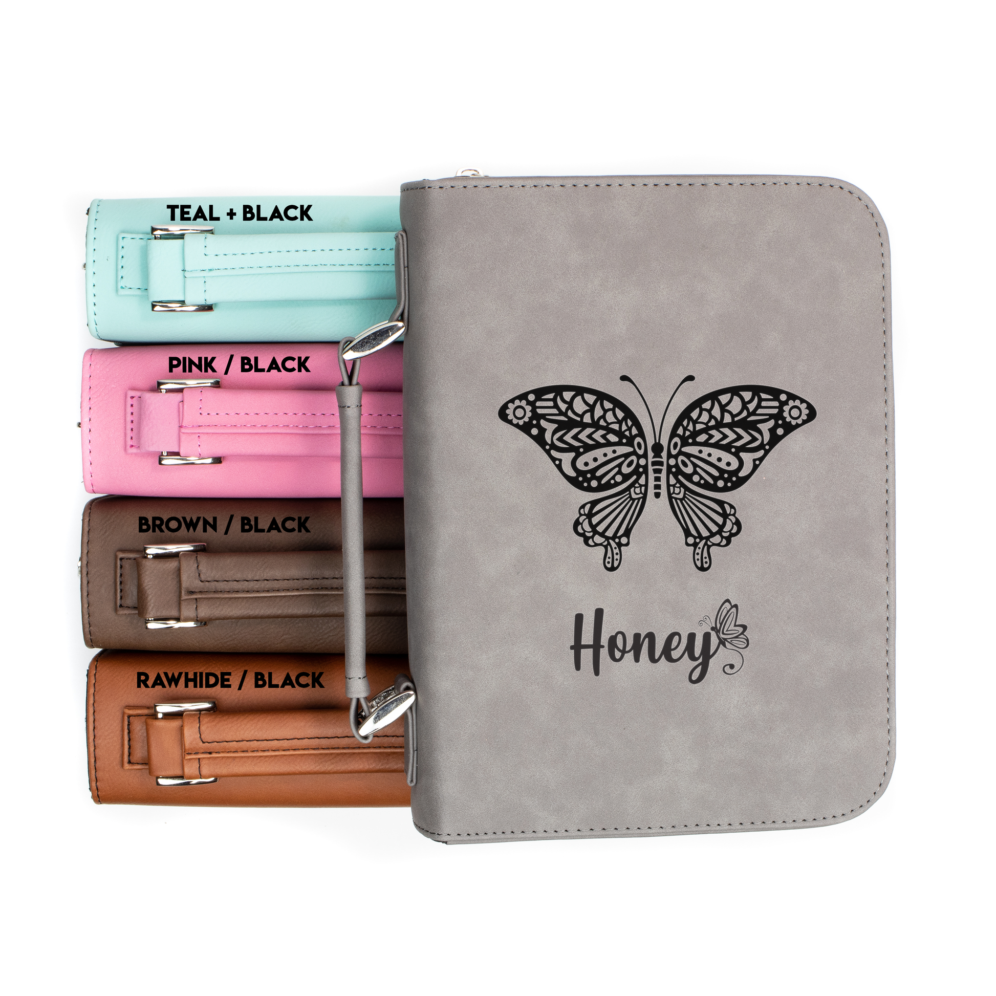 Personalized Butterfly Bible Cover | Faux Leather With Handle + Pockets
