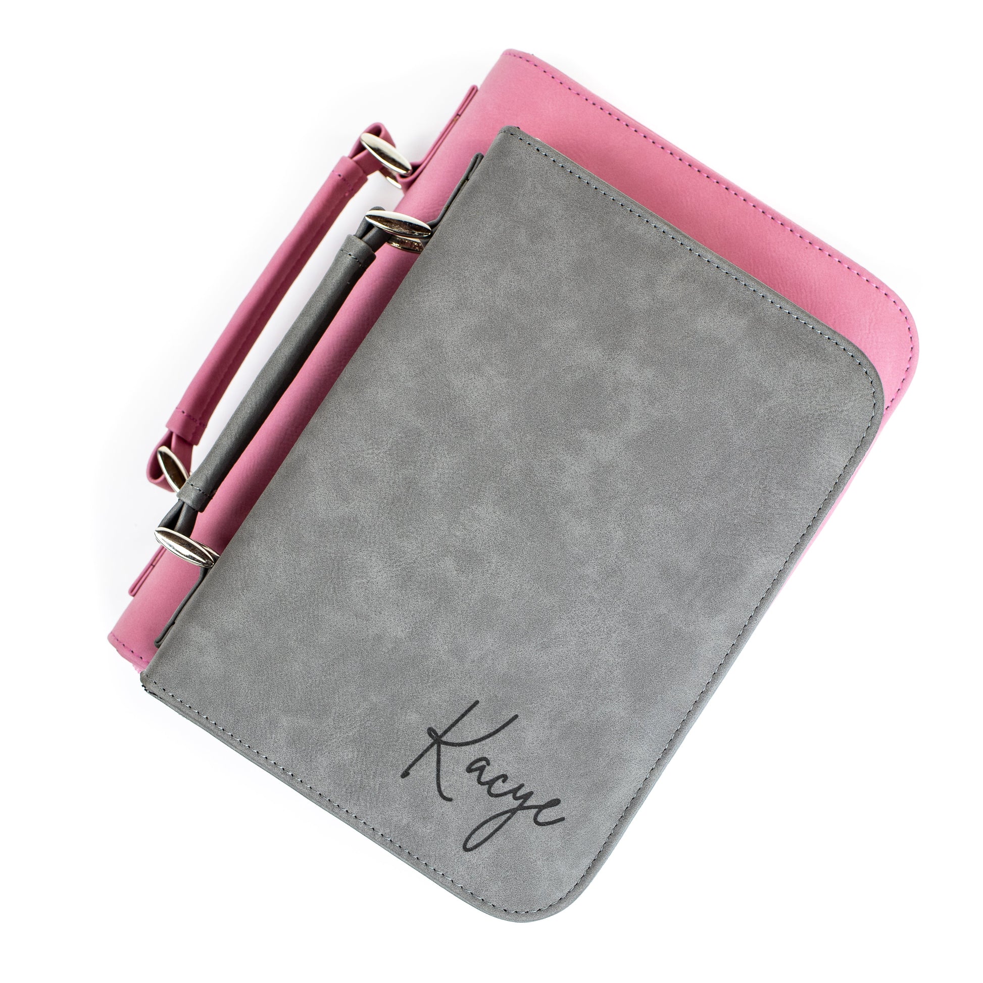 Personalized Cursive Script Bible Cover Faux Leather With Handle