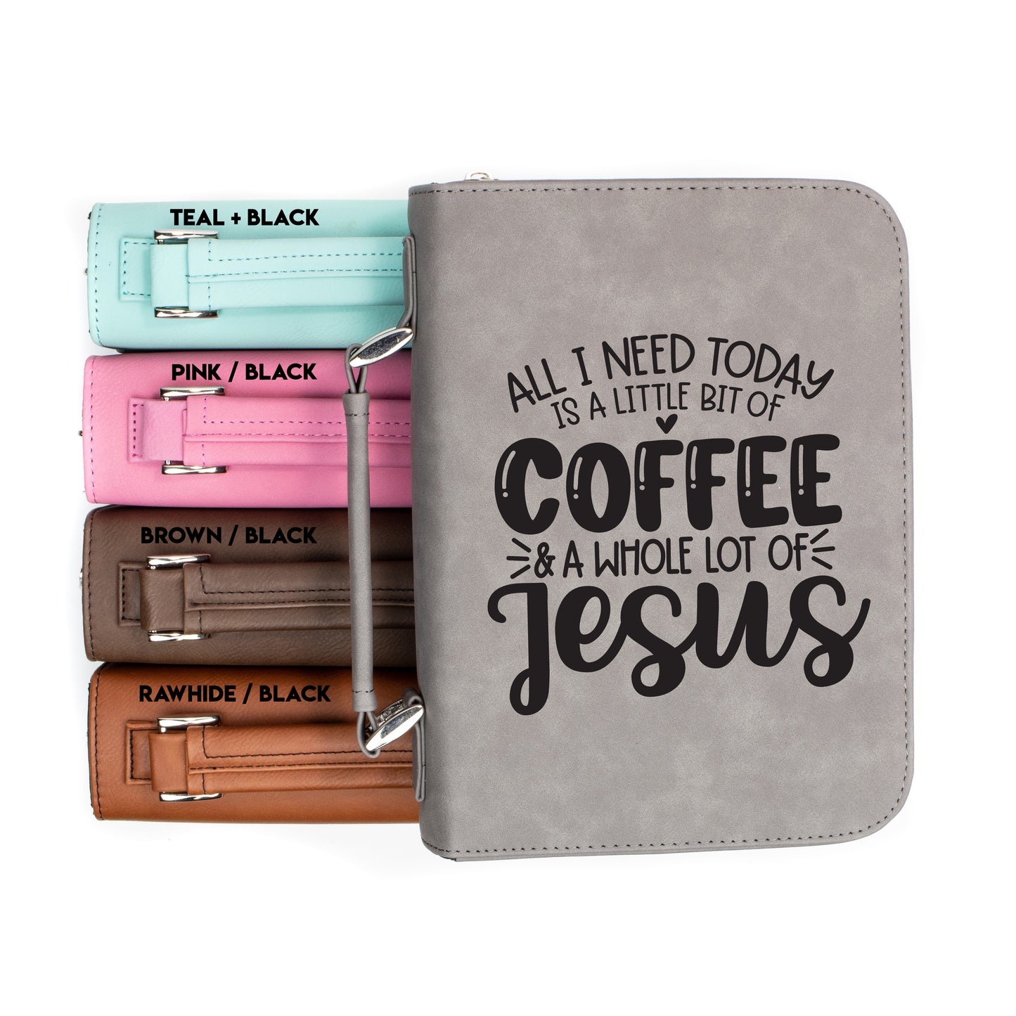Coffee & A Whole Lot Of Jesus Bible Cover | Faux Leather With Pockets