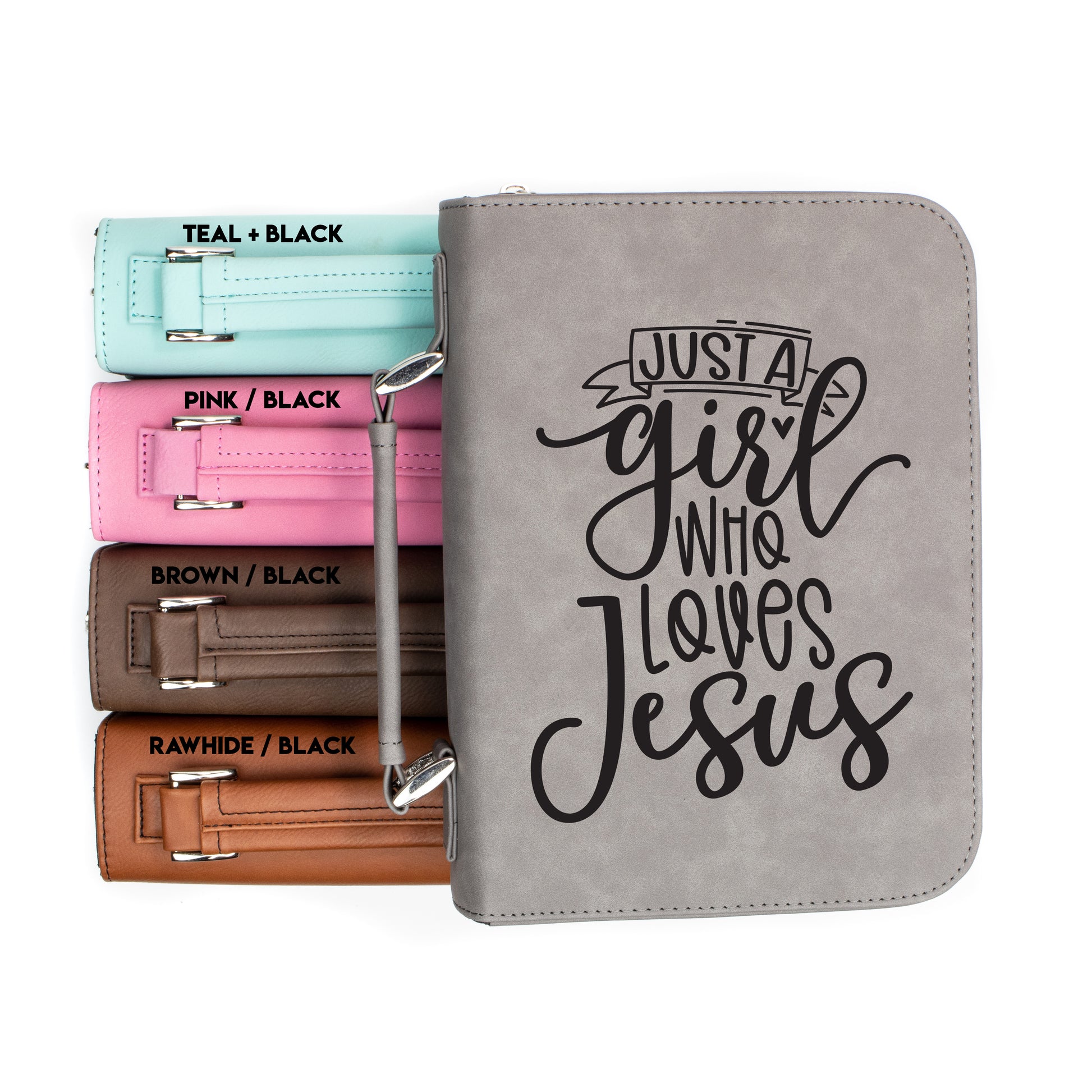 Just A Girl Who Loves Jesus Bible Cover | Faux Leather With Handle + Pockets