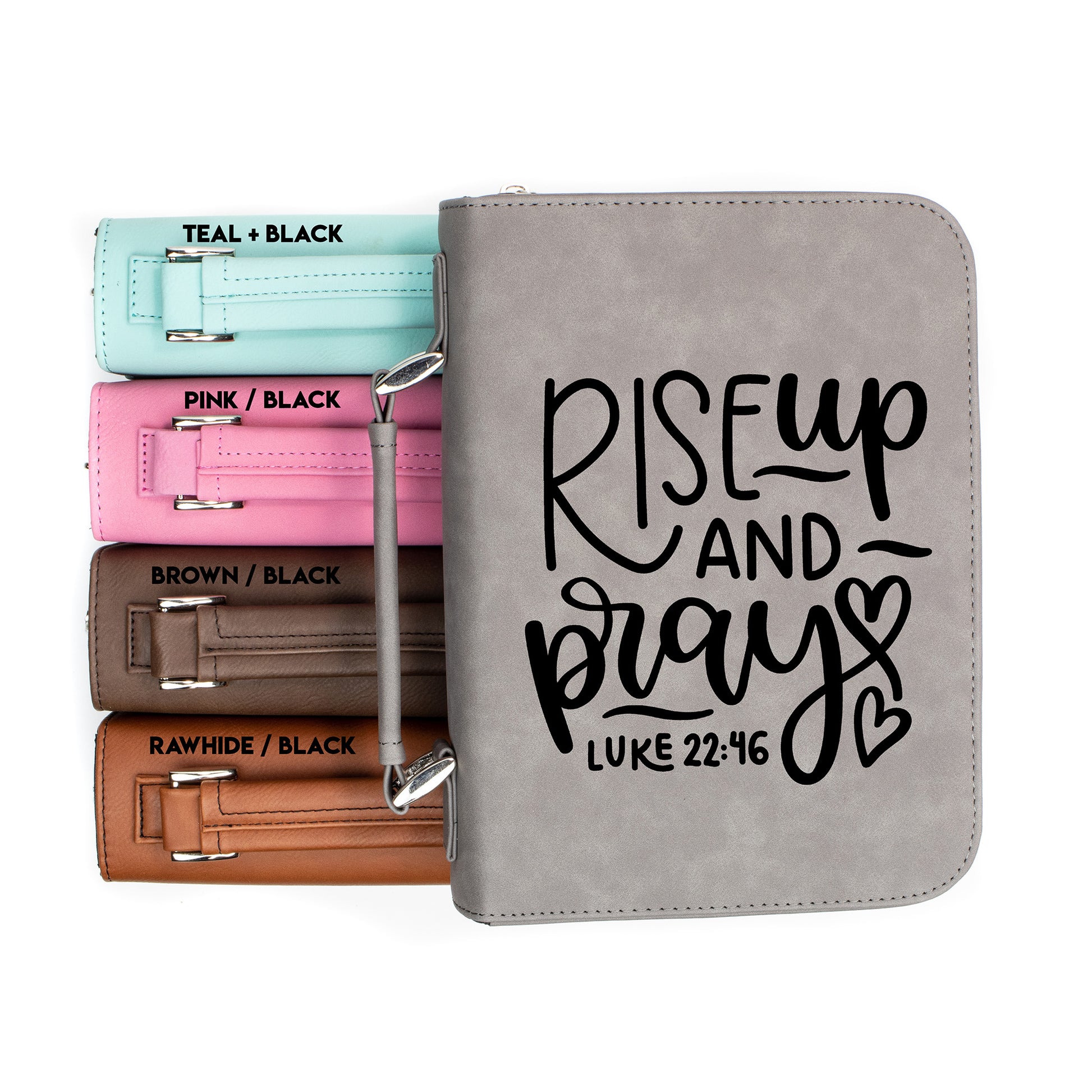 Rise Up And Pray Luke 22:46 Bible Cover | Faux Leather With Handle + Pockets