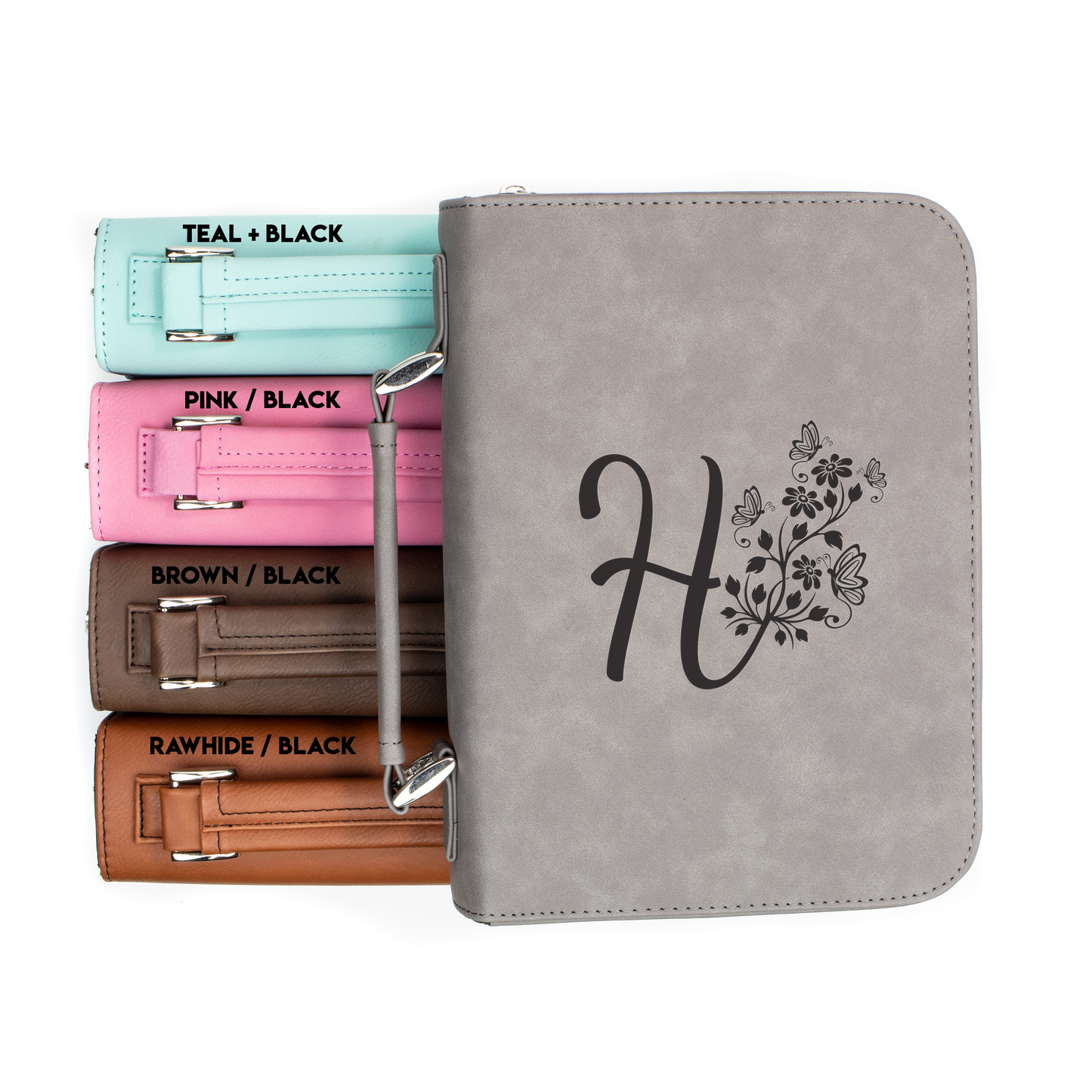 Personalized Butterfly Monogram Bible Cover | Faux Leather With Handle + Pockets